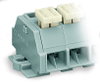 4-conductor terminal strip on one side with push-buttons with fixing flanges gray