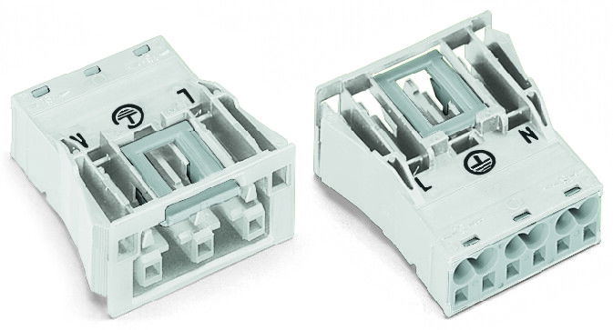 Snap-in socket 3-pole Cod. A white