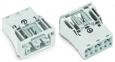 Snap-in socket 3-pole Cod. A white