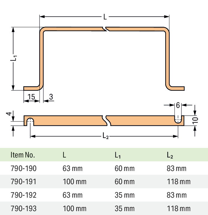 U-shaped busbar Cu 10 mm x 3 mm for 5 I/O silver-colored – Image 2 of 2