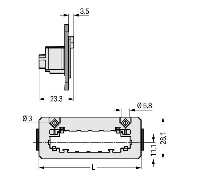 Snap-in frame for male connectors 1 part light gray – Image 2 of 3
