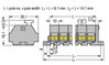 4-conductor terminal strip on one side with push-buttons with fixing flanges gray