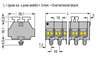 2-conductor terminal strip on both sides with push-buttons with snap-in mounting feet gray