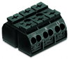 4-conductor chassis-mount terminal strip with ground contact PE-N-L1 black