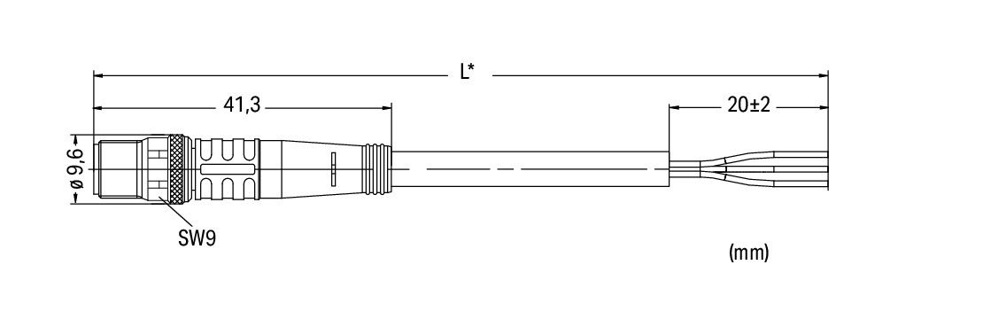 Sensor/Actuator cable M8 plug  straight 3-pole – Image 2 of 2