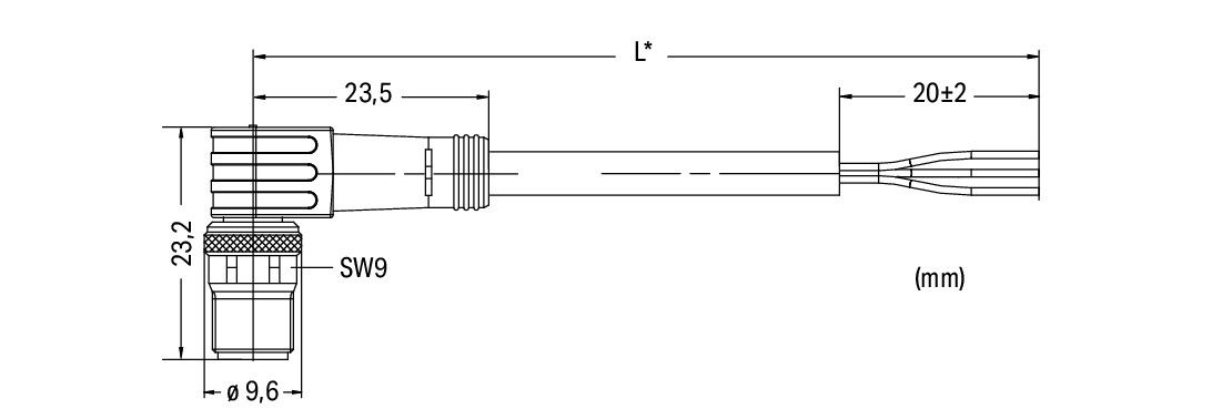 Sensor/Actuator cable M8 plug  angled 3-pole – Image 2 of 2