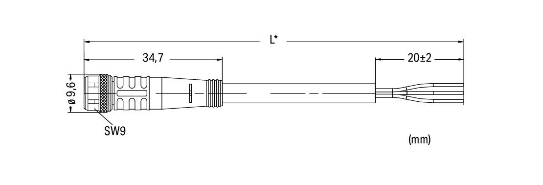 Sensor/Actuator cable M8 socket  straight 3-pole – Image 2 of 2