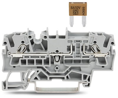 2-conductor fuse terminal block for mini-automotive blade-style fuses per DIN 7258-3f, ISO 8820-3 gray