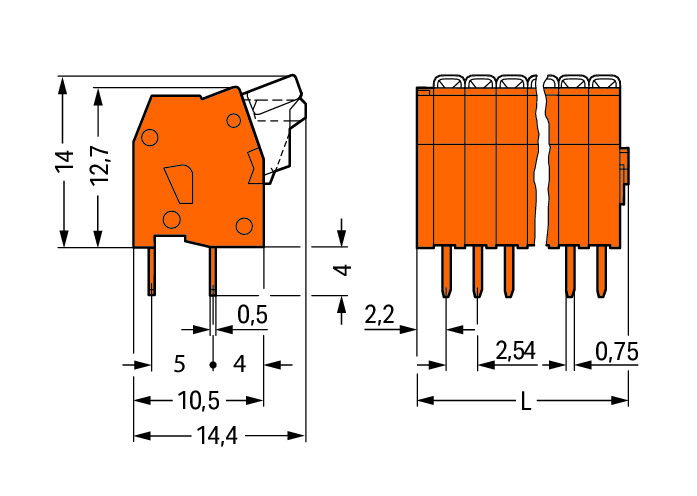 PCB terminal block push-button 0.5 mm² orange – Image 2 of 2