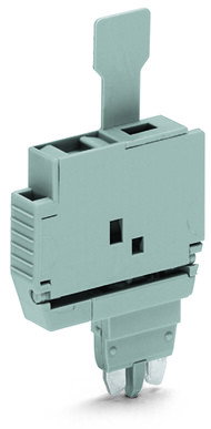 Fuse plug with pull-tab for miniature metric fuses 5 x 20 mm and 5 x 25 mm gray