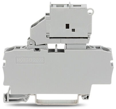 2-conductor fuse terminal block with pivoting fuse holder and end plate gray
