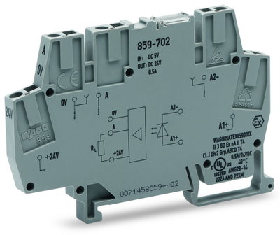 Optocoupler module Nominal input voltage: 5 VDC Output voltage range: 15 … 30 VDC gray