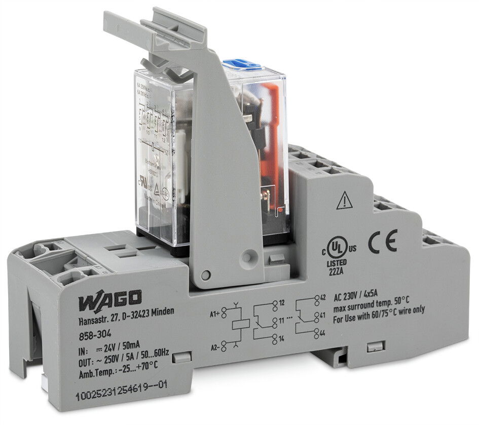 Relay module Nominal input voltage: 24 VDC 4 changeover contacts