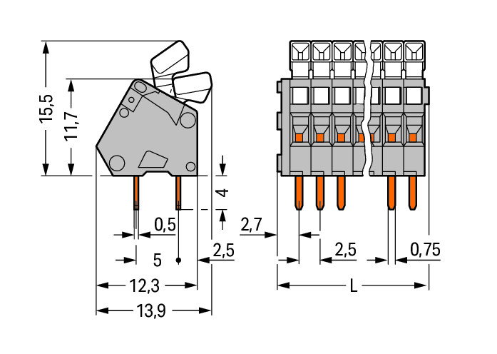 PCB terminal block push-button 0.5 mm² gray – Image 2 of 2