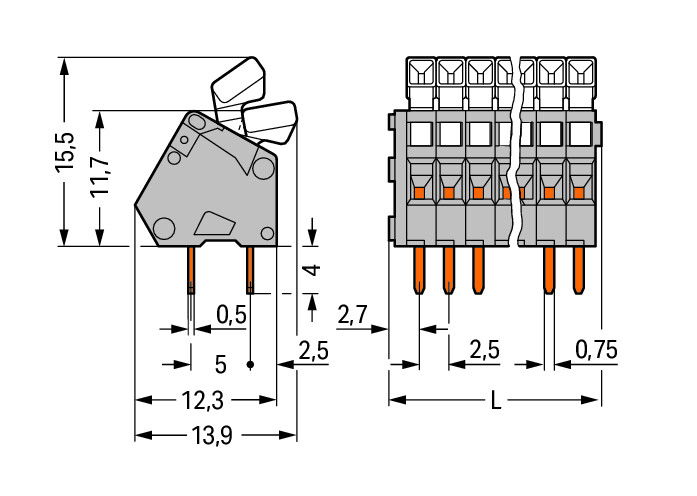 PCB terminal block push-button 0.5 mm² gray – Image 2 of 2