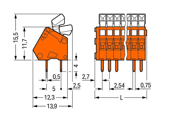 PCB terminal block push-button 0.5 mm² orange – Image 2 of 2