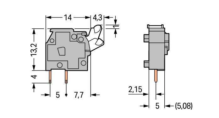 Stackable PCB terminal block push-button 2.5 mm² gray – Image 2 of 2