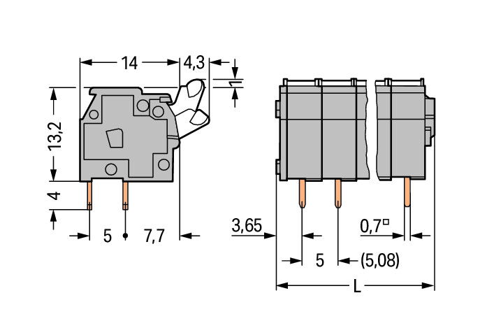 PCB terminal block push-button 2.5 mm² gray – Image 2 of 2