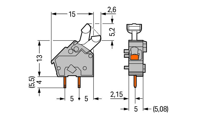 Stackable PCB terminal block push-button 2.5 mm² gray – Image 2 of 2
