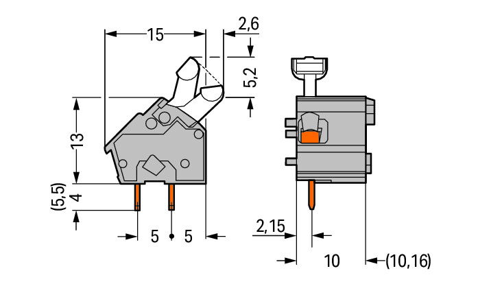 Stackable PCB terminal block push-button 2.5 mm² gray – Image 2 of 2