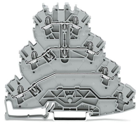 Quadruple-deck rail-mounted terminal block Rail-mounted terminal block for electric motor wiring L1 - L2 - L3 gray