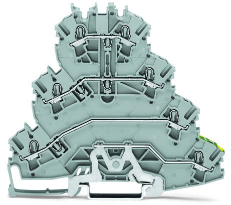 Quadruple-deck rail-mounted terminal block Rail-mounted terminal block for electric motor wiring 2.5 mm² gray