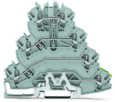 Quadruple-deck rail-mounted terminal block Rail-mounted terminal block for electric motor wiring 2.5 mm² gray