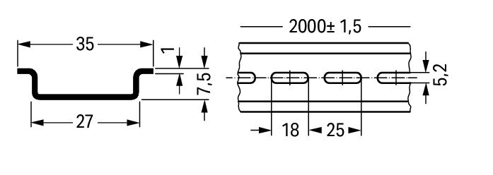 Steel carrier rail 35 x 7.5 mm 1 mm thick silver-colored – Image 2 of 2