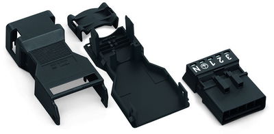 Plug with strain relief housing 5-pole black