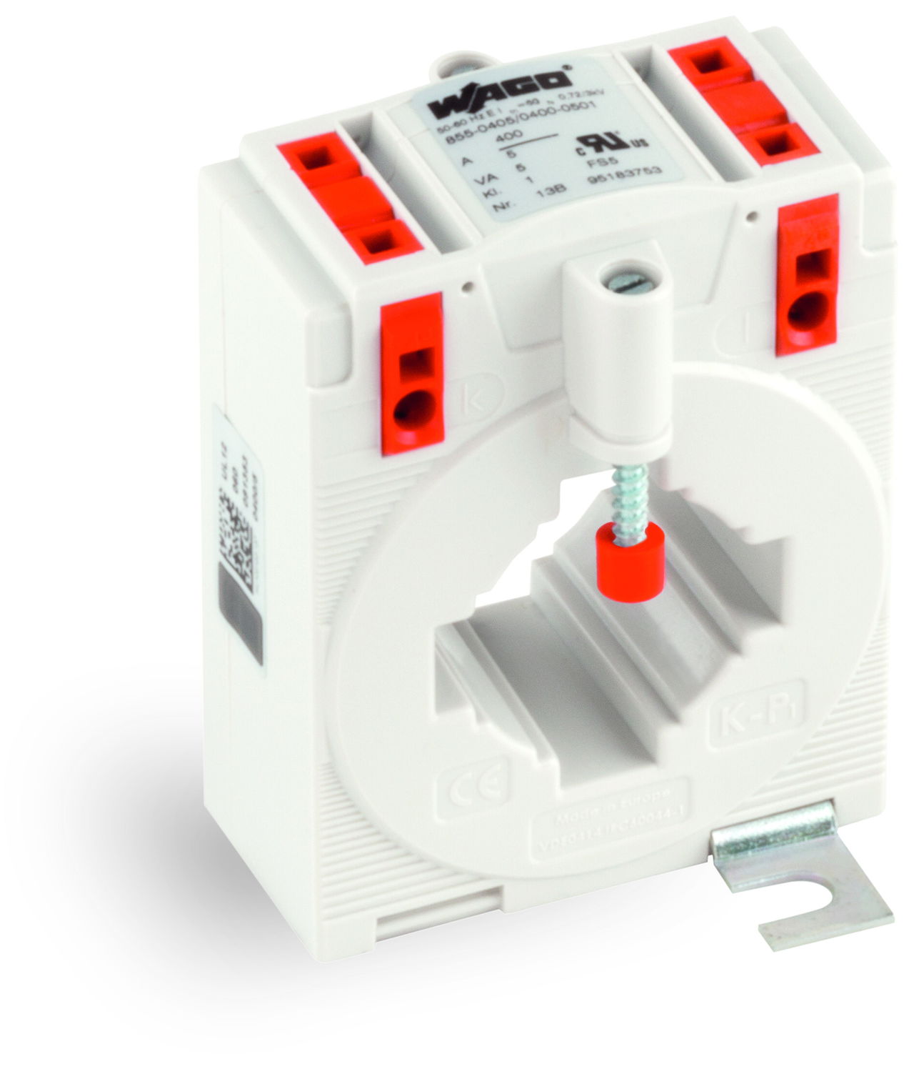 Plug-in current transformer Primary rated current: 400 A Secondary rated current: 5 A