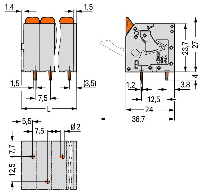 PCB terminal block lever 6 mm² gray – Image 2 of 2