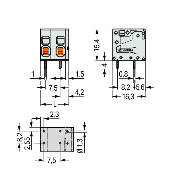 PCB terminal block 4 mm² Pin spacing 7.5 mm gray – Image 2 of 2