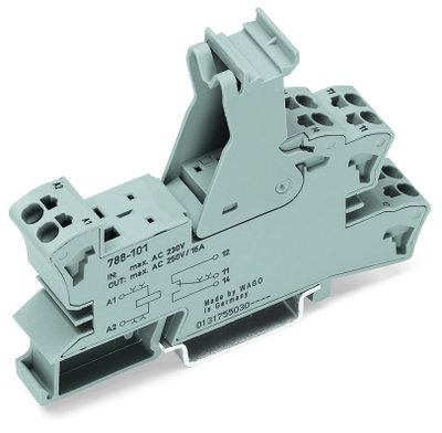Relay socket 2 changeover contacts for 25 mm basic relays gray