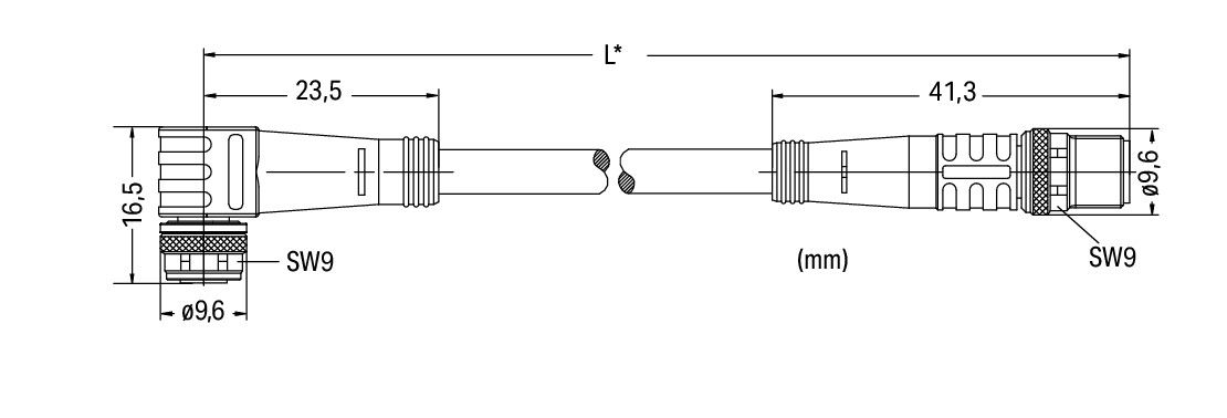 Sensor/Actuator cable M8 socket  angled M8 plug  straight – Image 2 of 2