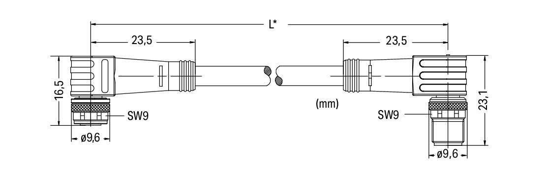 Sensor/Actuator cable M8 socket  angled M8 plug  angled – Image 2 of 2
