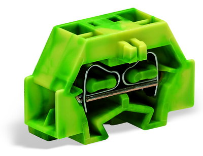 4-conductor terminal block without push-buttons with fixing flange green-yellow