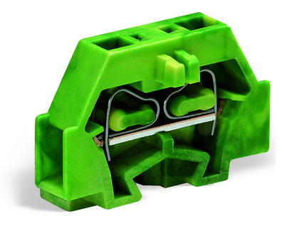 2-conductor terminal block without push-buttons with fixing flange green-yellow