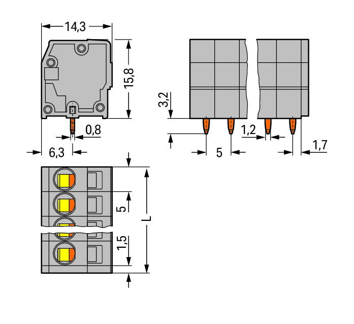 PCB terminal block 2.5 mm² Pin spacing 5 mm gray – Image 2 of 2