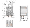 THT double-deck male header 1.0 x 1.0 mm solder pin angled light gray