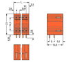 THT double-deck male header 1.0 x 1.0 mm solder pin angled orange