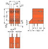 THT double-deck male header 1.0 x 1.0 mm solder pin angled orange