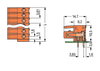 THT female header angled Pin spacing 3.81 mm orange