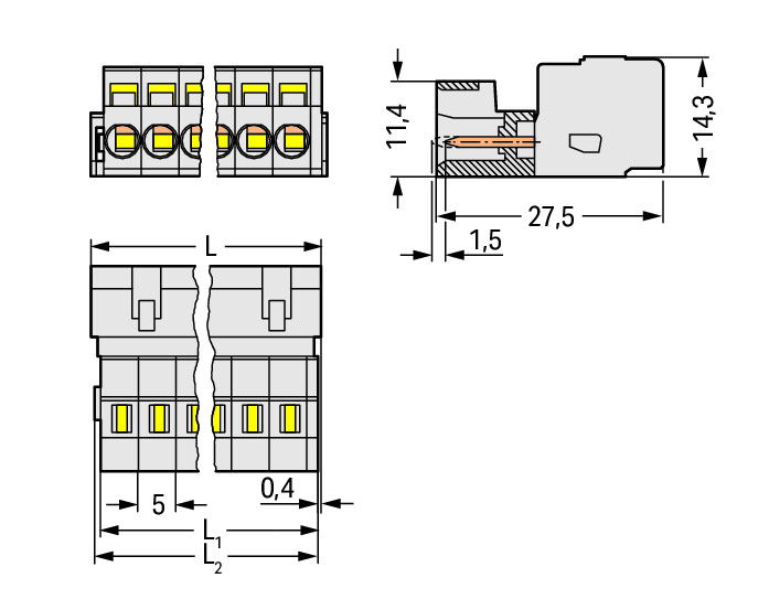 1-conductor male connector CAGE CLAMP® 2.5 mm² light gray – Image 2 of 2