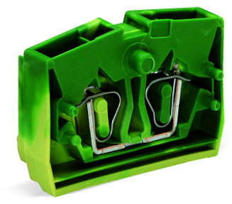 2-conductor center terminal block without push-buttons 1-pole green-yellow