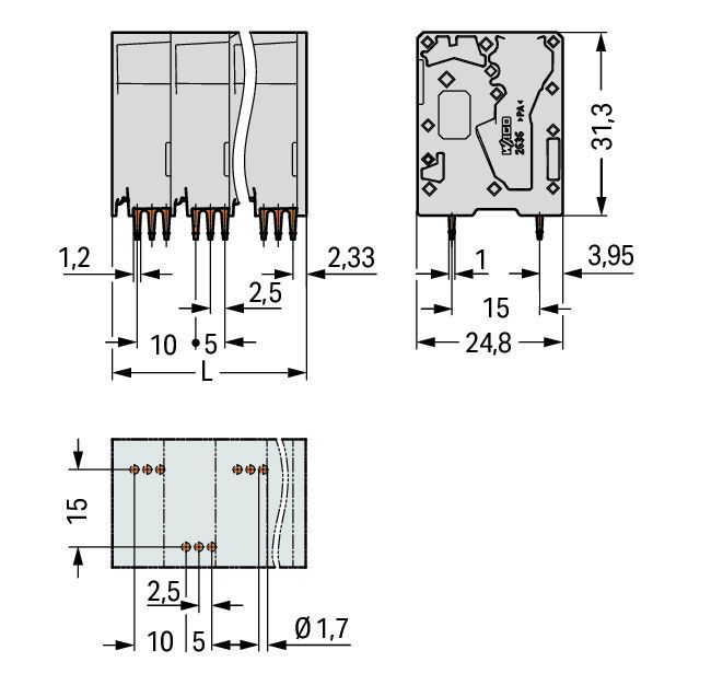 PCB terminal block 16 mm² Pin spacing 10 mm gray – Image 2 of 2