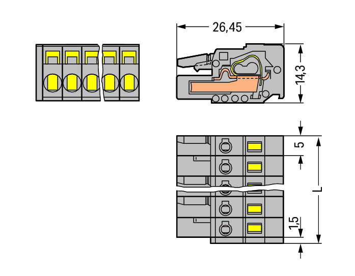 1-conductor female connector CAGE CLAMP® 2.5 mm² gray – Image 2 of 2