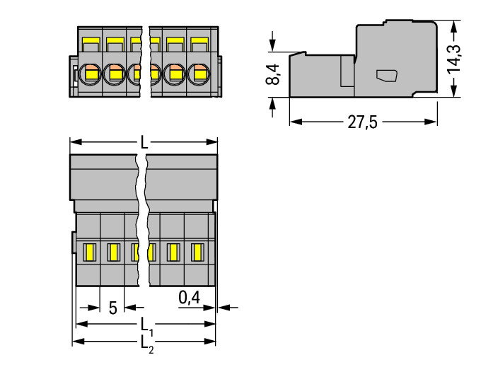 1-conductor male connector CAGE CLAMP® 2.5 mm² gray – Image 2 of 2