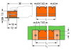 THT male header 1.0 x 1.0 mm solder pin angled orange