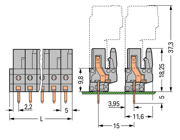 THT female header straight Pin spacing 5 mm gray – Image 2 of 2