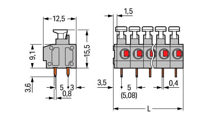 PCB terminal block push-button 1.5 mm² gray – Image 2 of 2